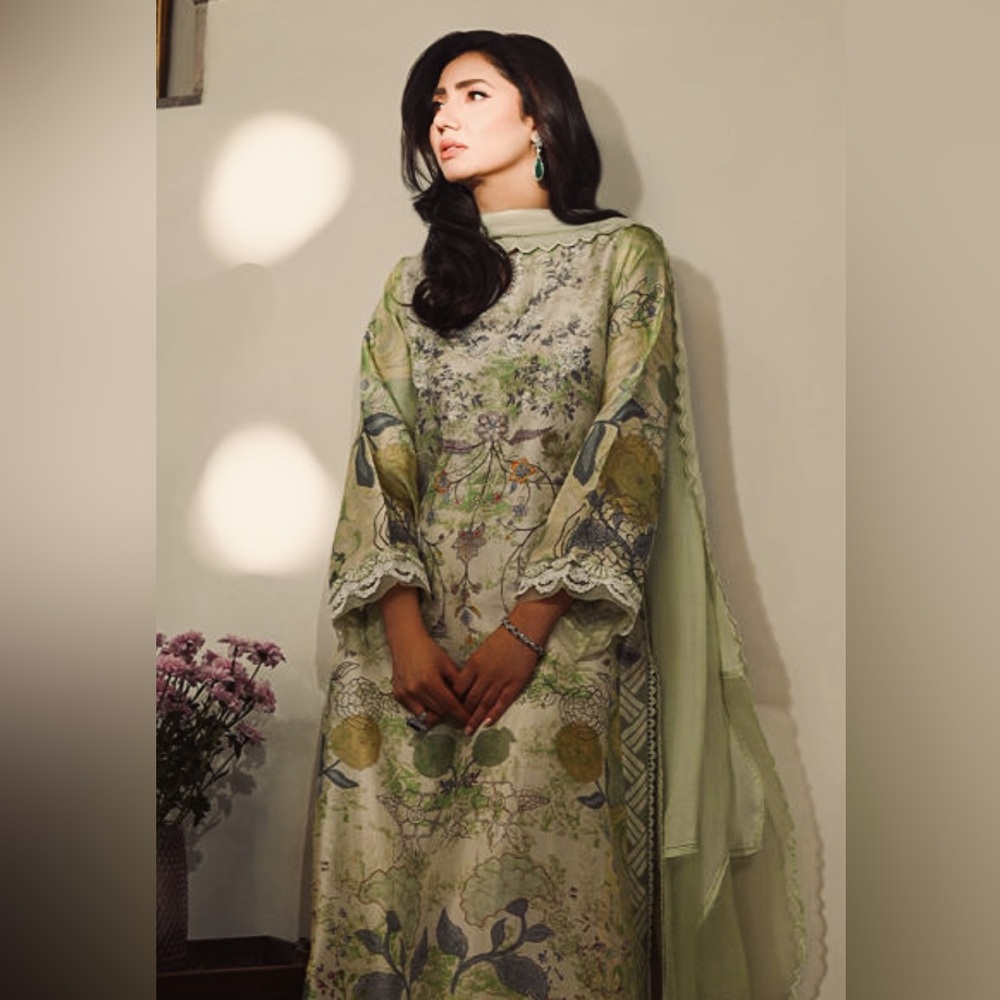 Pakistani/Indian luxury embroidered ! Shirt trousers & dupatta!  Ms 39